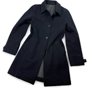 Navy wool tight fit trench coat (S)
