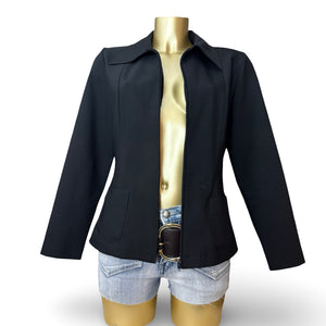Black office zip up tight fit blazer jacket (M/L)