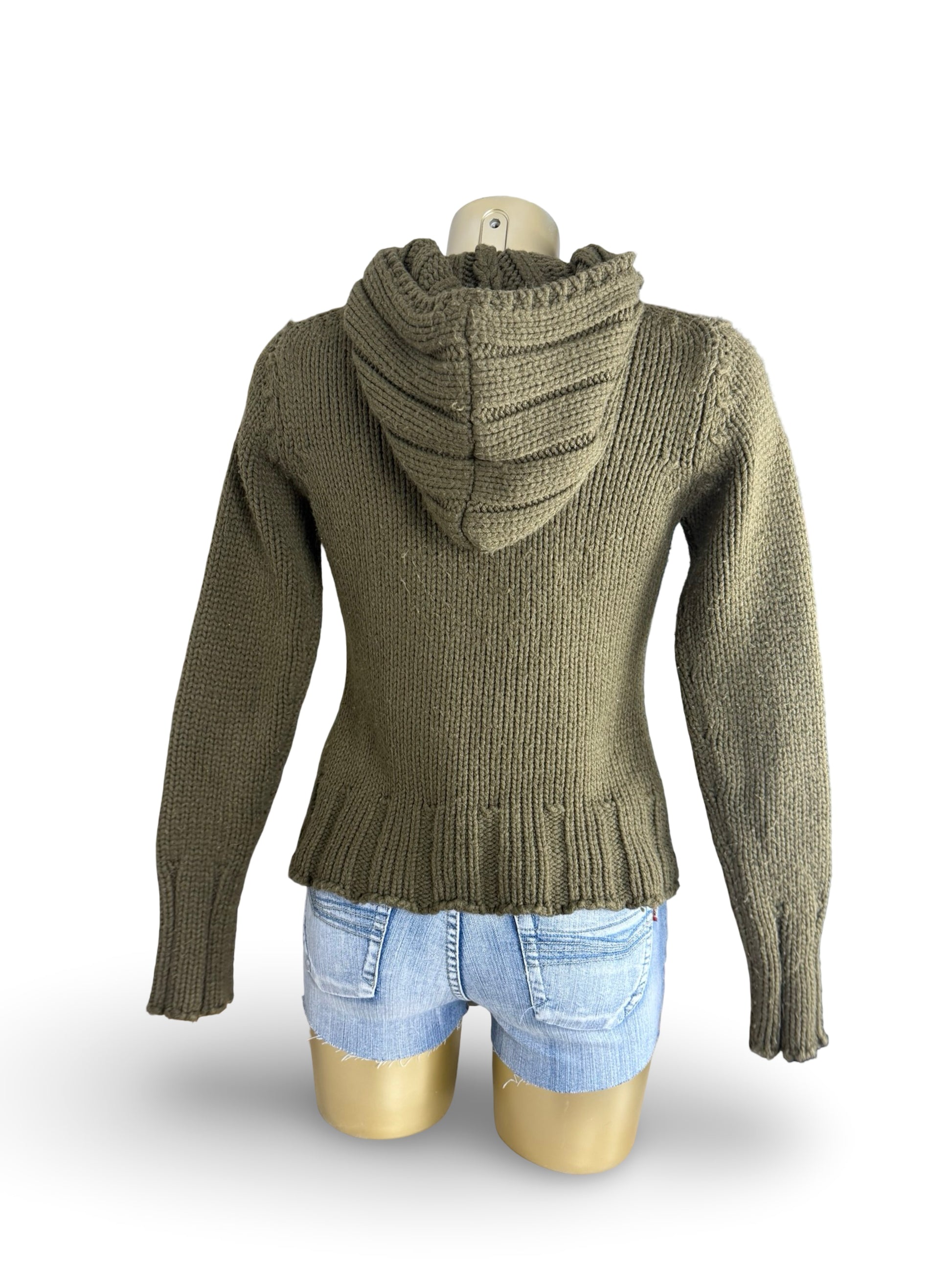 Khaki hooded jumper (S/M)