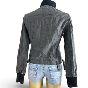 Grey cotton zip up biker jacket (S/M)