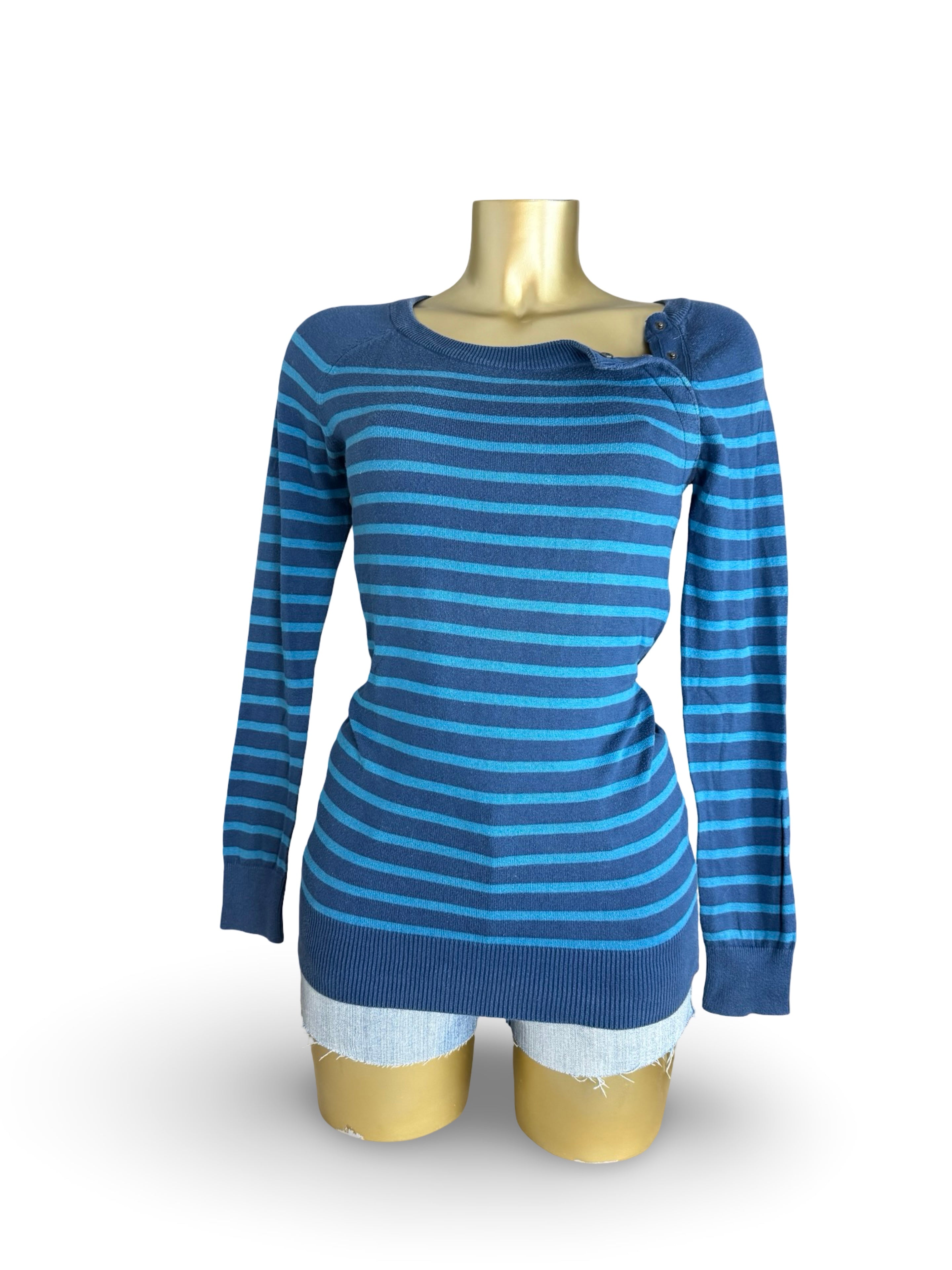 Blue cotton striped jumper (S)