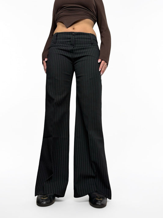 Black low rise office flare pants (S)