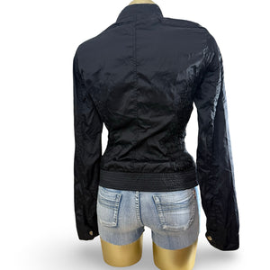 Black lightweight biker jacket with belt (M)