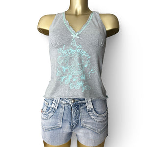 Grey cotton V neck tank top (M/L)