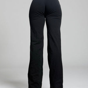 Black & pink cotton low rise flare pants (S/M)