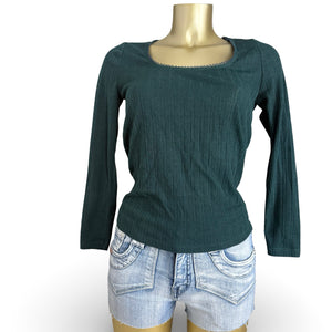 Dark green square neck long sleeves top (S/M)