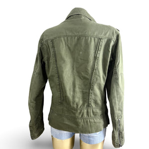 Khaki utility zip up cotton jacket (M)