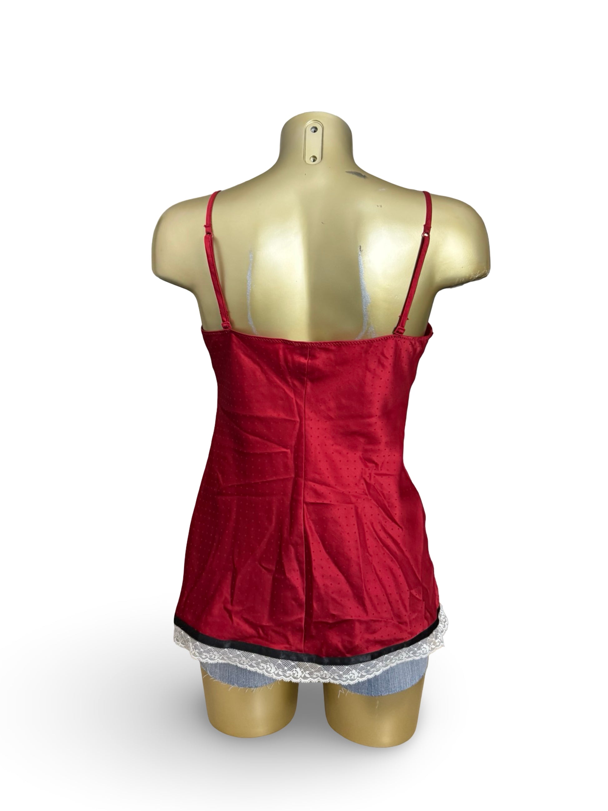 Red silky babydoll cami top (L)