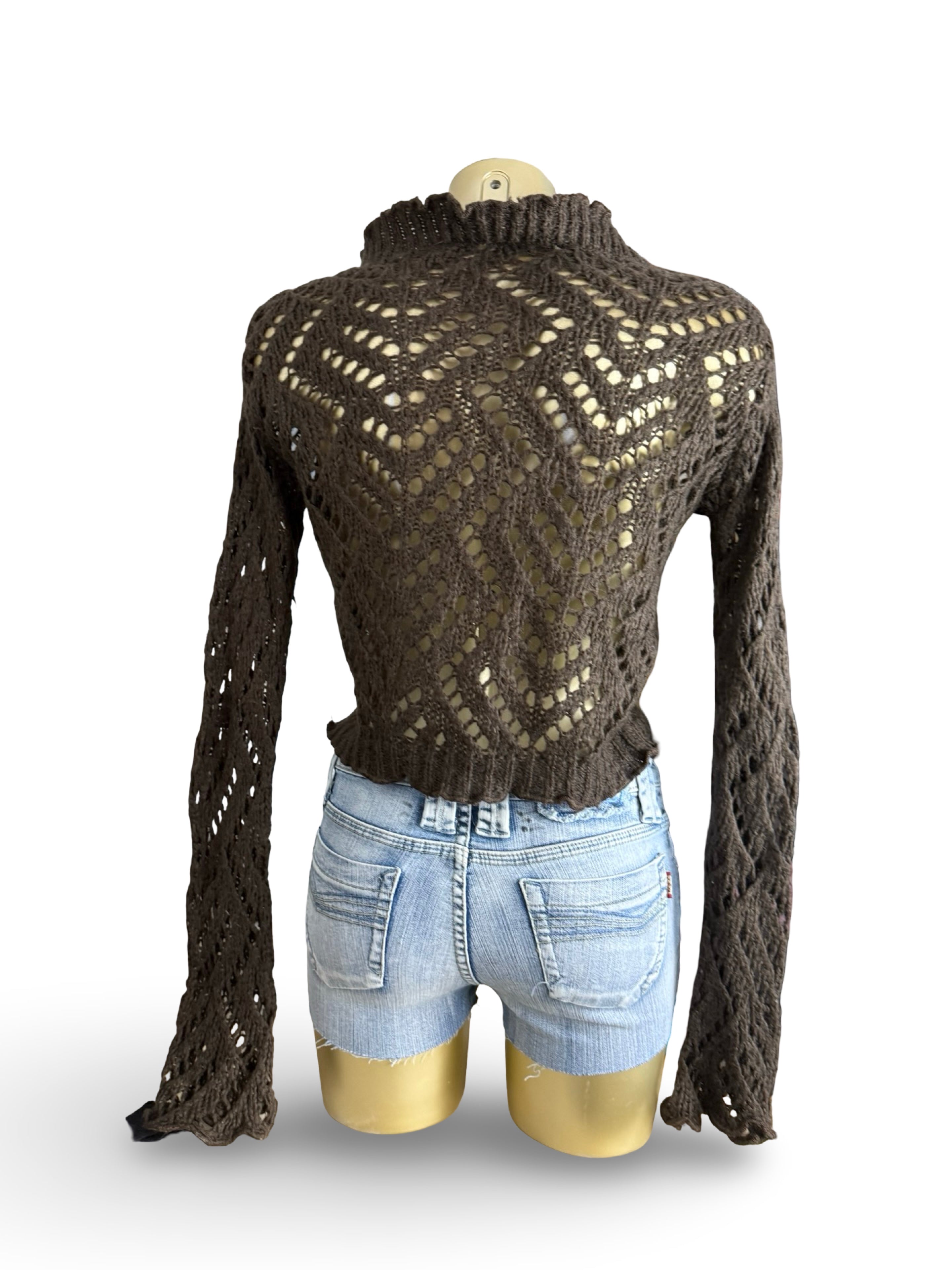 Brown crochet cardigan jumper (S/M)