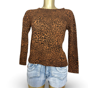 Brown panther print jumper (XS/S)