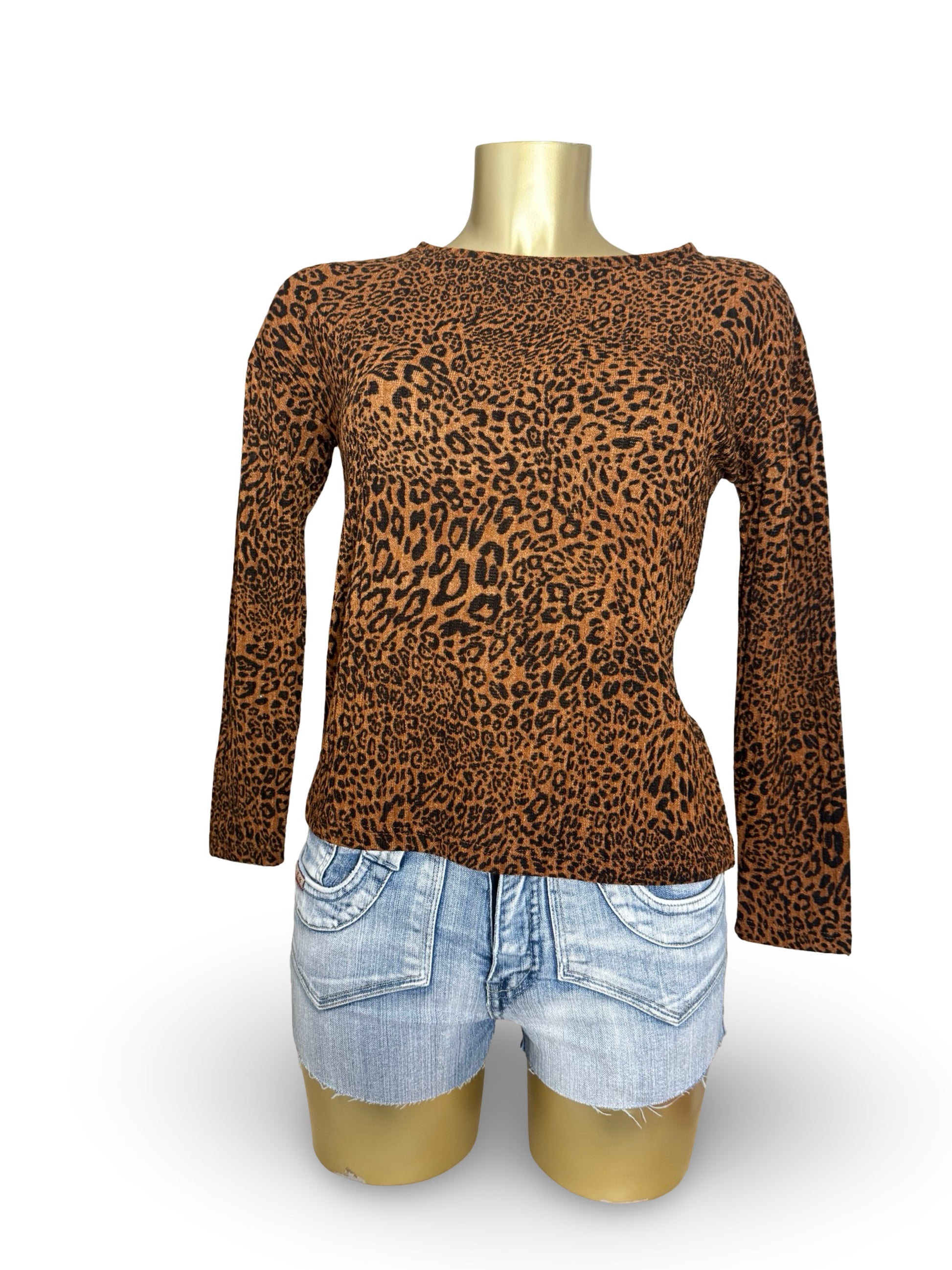 Brown panther print jumper (XS/S)