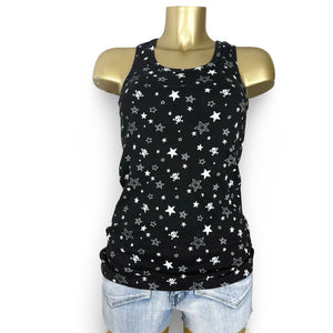 Black stars print 100% cotton tank top (S/M)