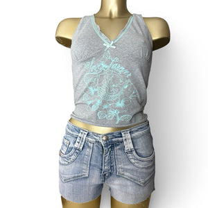 Grey cotton V neck tank top (M/L)