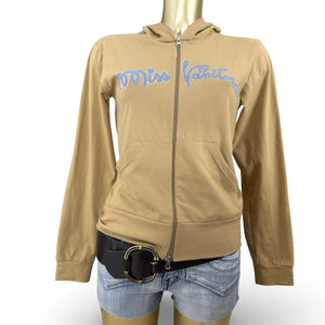 Beige logo zip up hoodie (M/L)