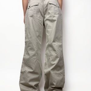Beige cotton low rise baggy pants (L)