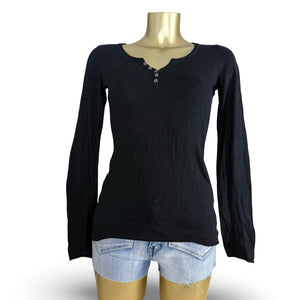 Black cotton polo neck jumper (S)