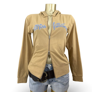 Beige logo zip up hoodie (M/L)