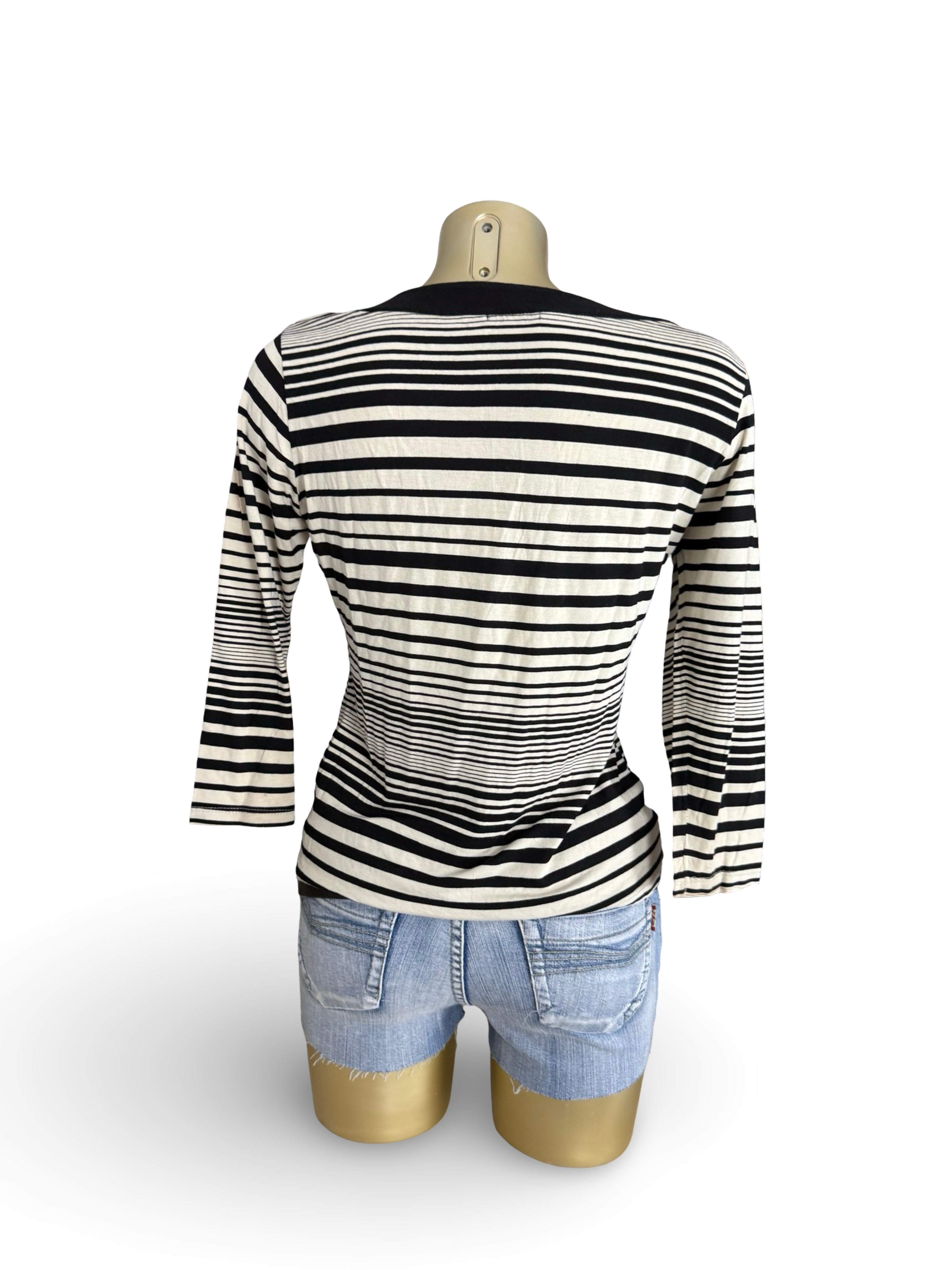 Black striped 3/4 long sleeves top (XXL)