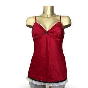 Red silky babydoll cami top (L)