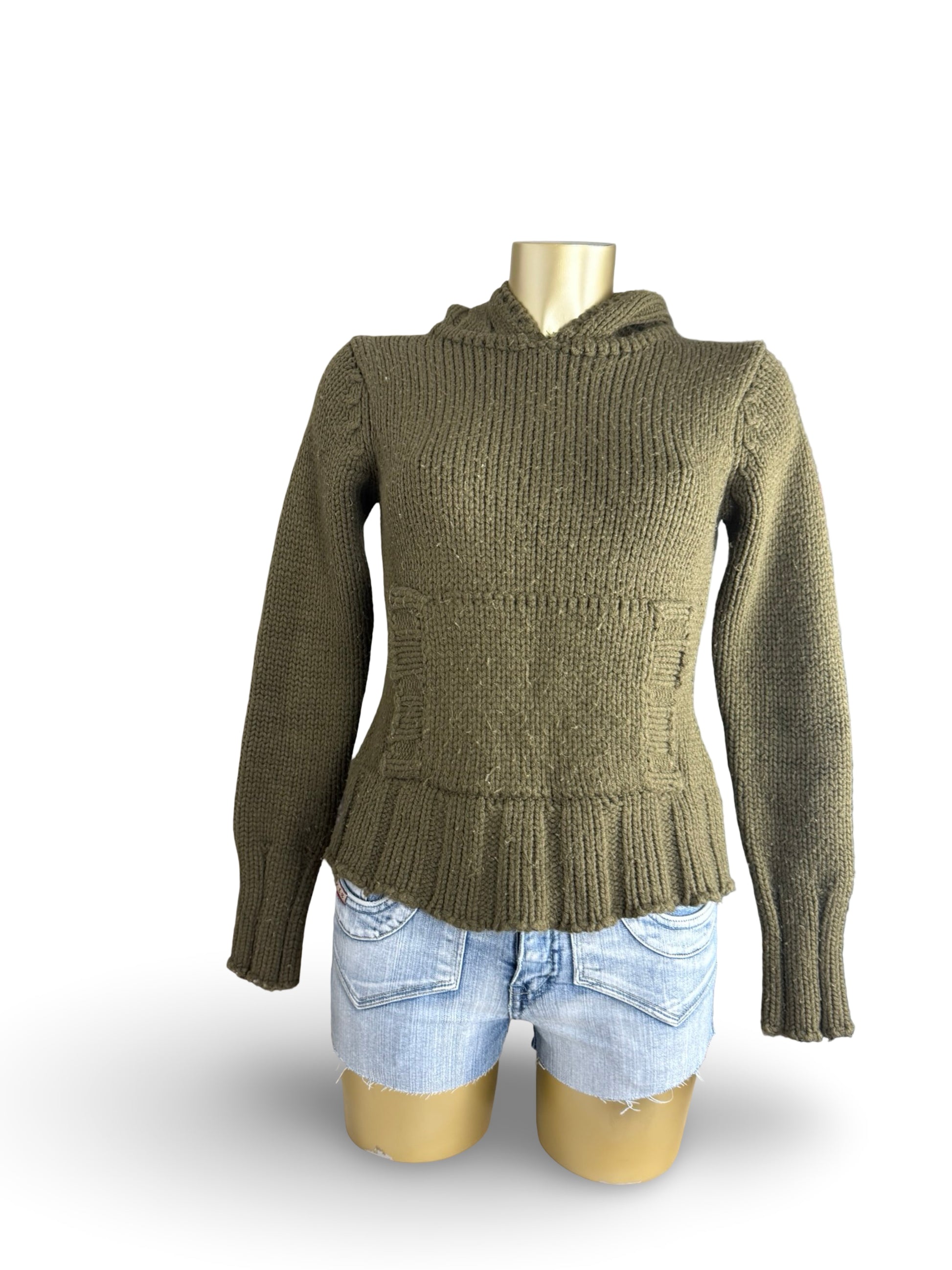 Khaki hooded jumper (S/M)