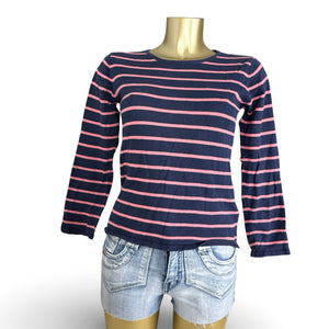 Striped navy & pink cotton jumper (S)