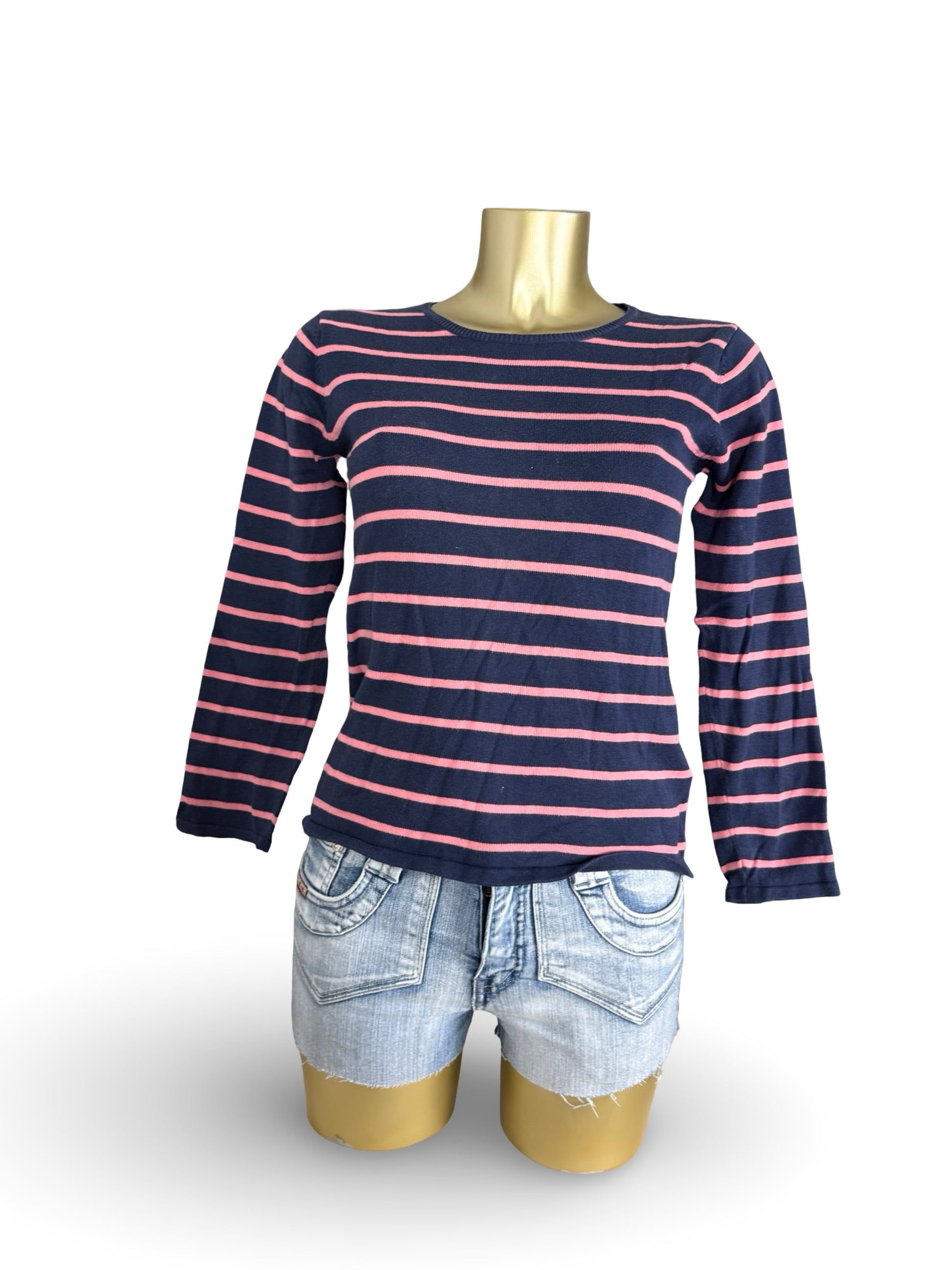 Striped navy & pink cotton jumper (S)