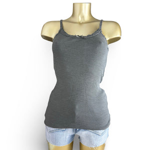 Khaki ribbed stretchy cami top (M)