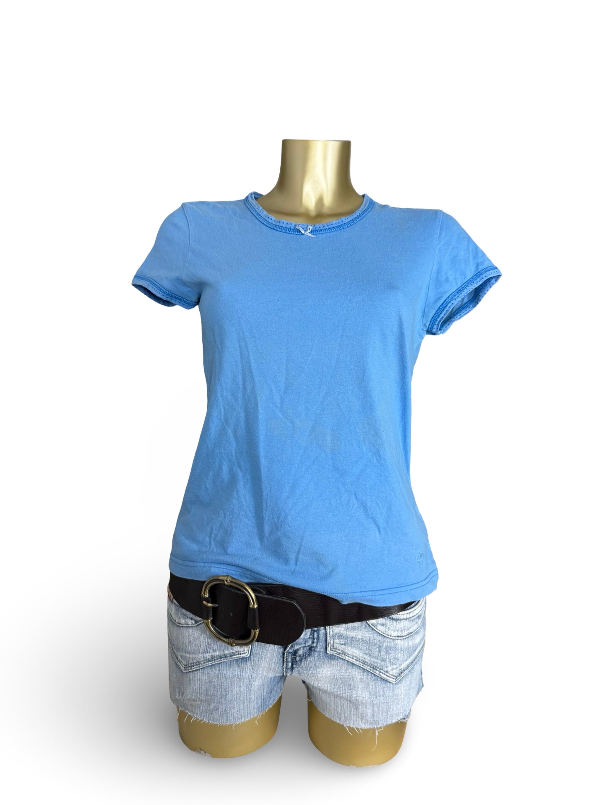 Blue 100% cotton coquette tee (L)