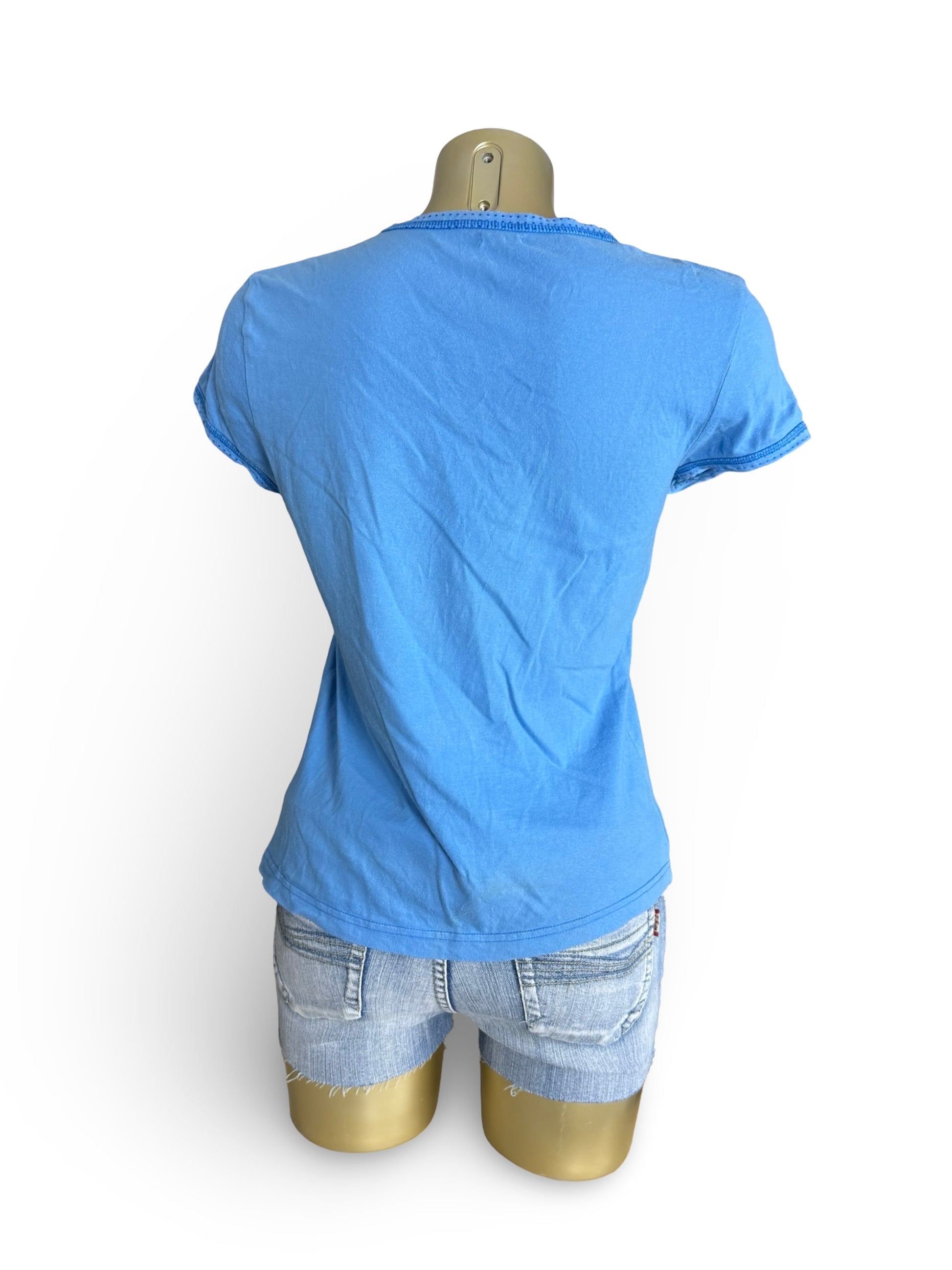 Blue 100% cotton coquette tee (L)