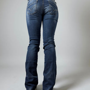 Navy blue denim low rise skinny pants (S)