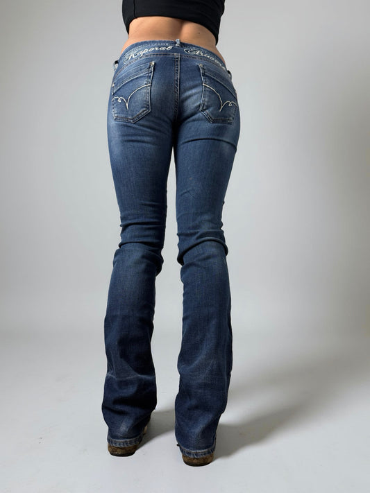 Navy blue denim low rise skinny pants (S)