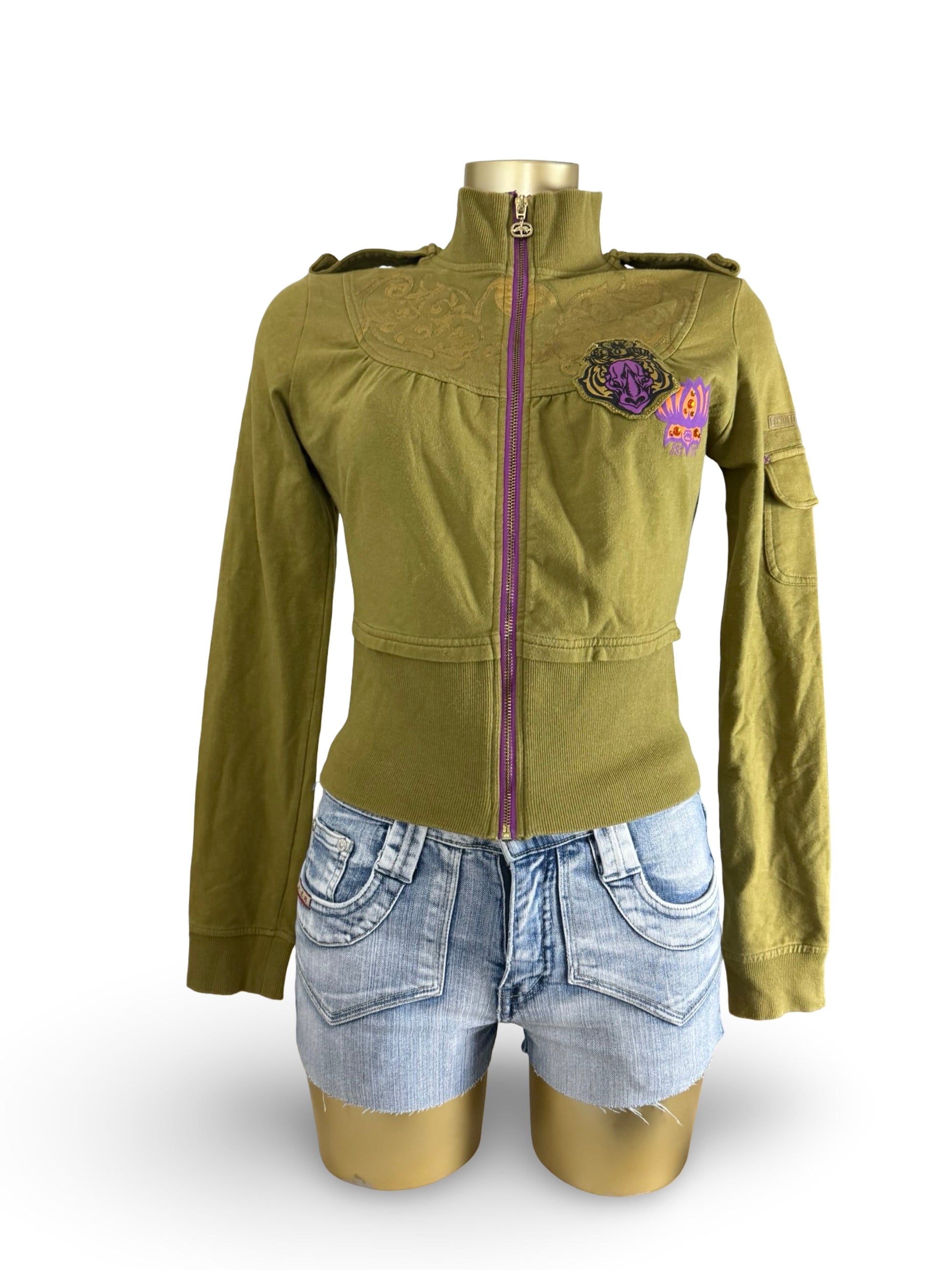 Khaki 100% cotton tight fit sweatshirt (S/M)