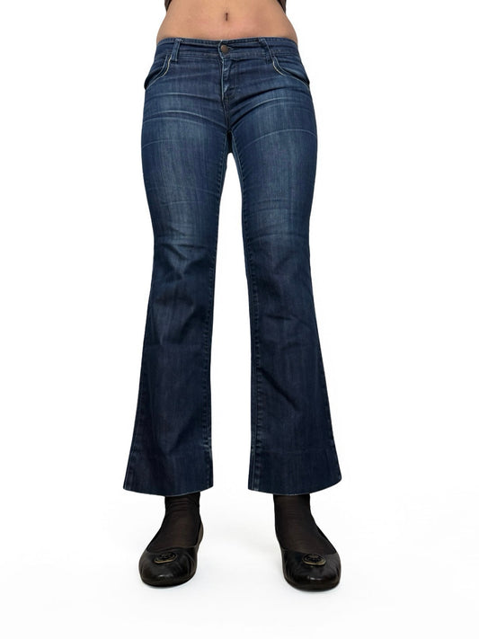 Navy low rise flare denim pants (S)