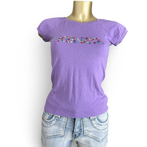 Purple sequins logo tee (S/M)