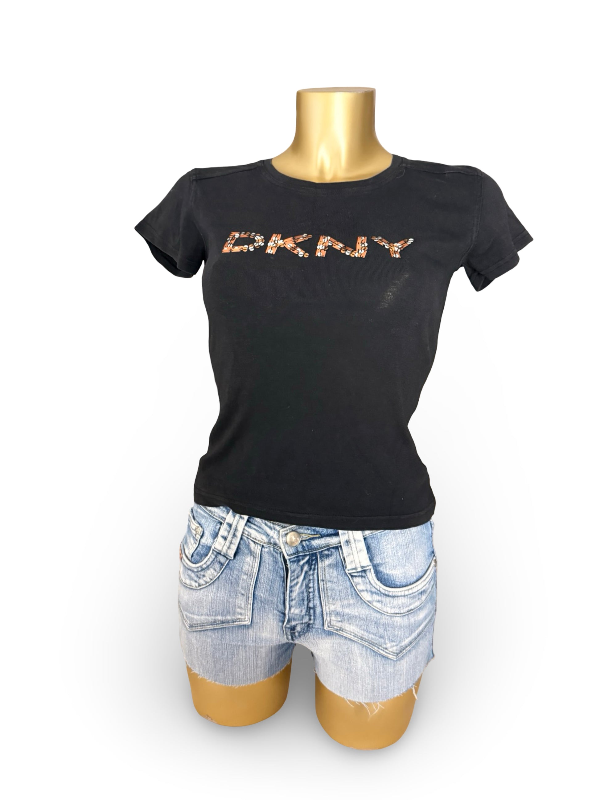 Black sequins logo baby tee (S)