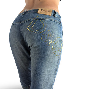 Blue denim low rise mid short (M)