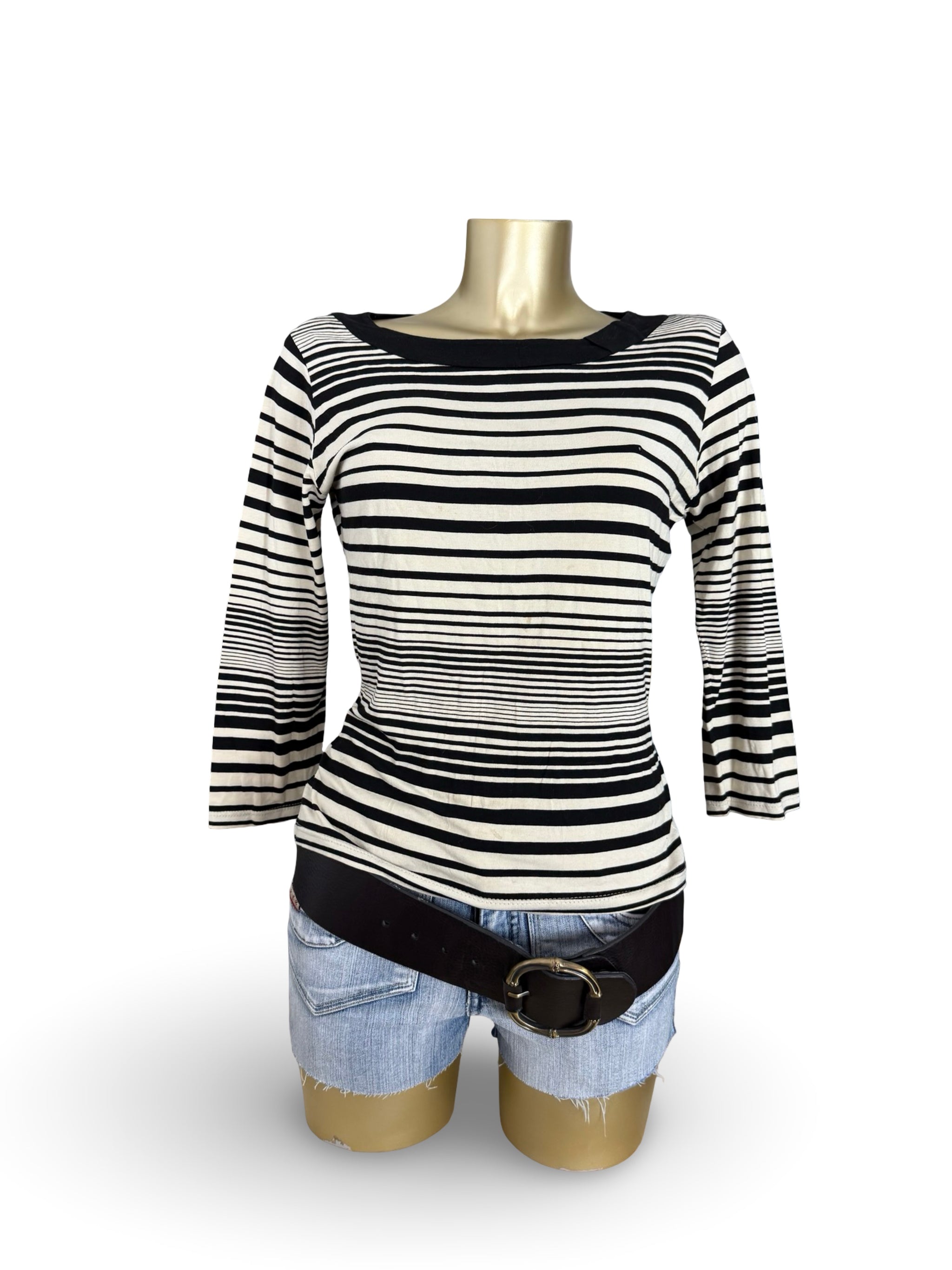 Black striped 3/4 long sleeves top (XXL)