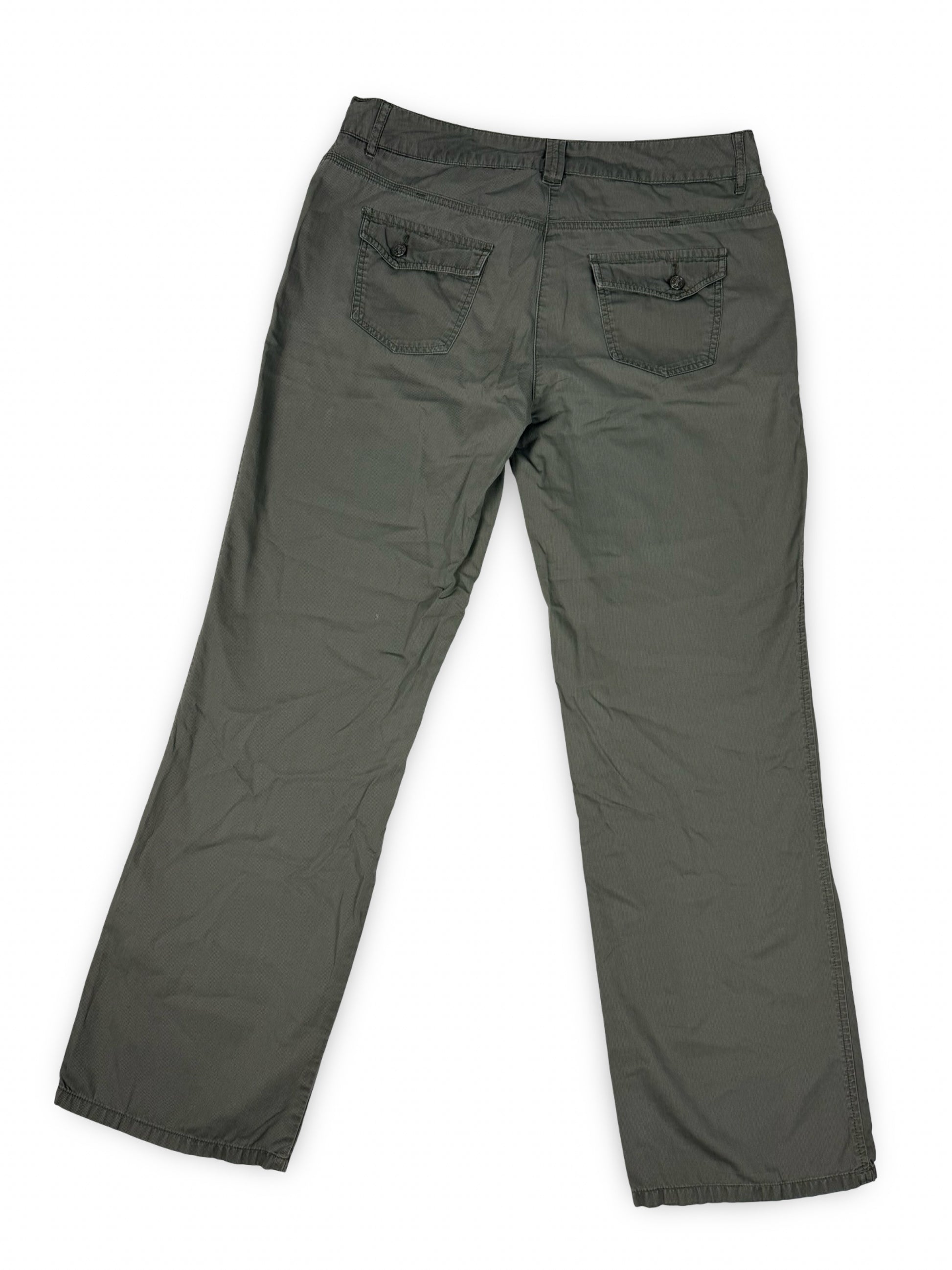 Khaki cotton low rise baggy pants (L)