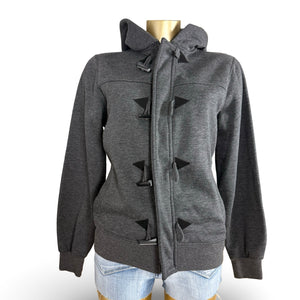Grey cotton hooded tight fit jacket (M)