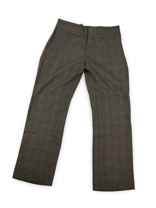 Beige check print low waist flare office pants (L)