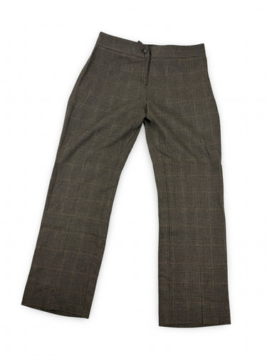 Beige check print low waist flare office pants (L)
