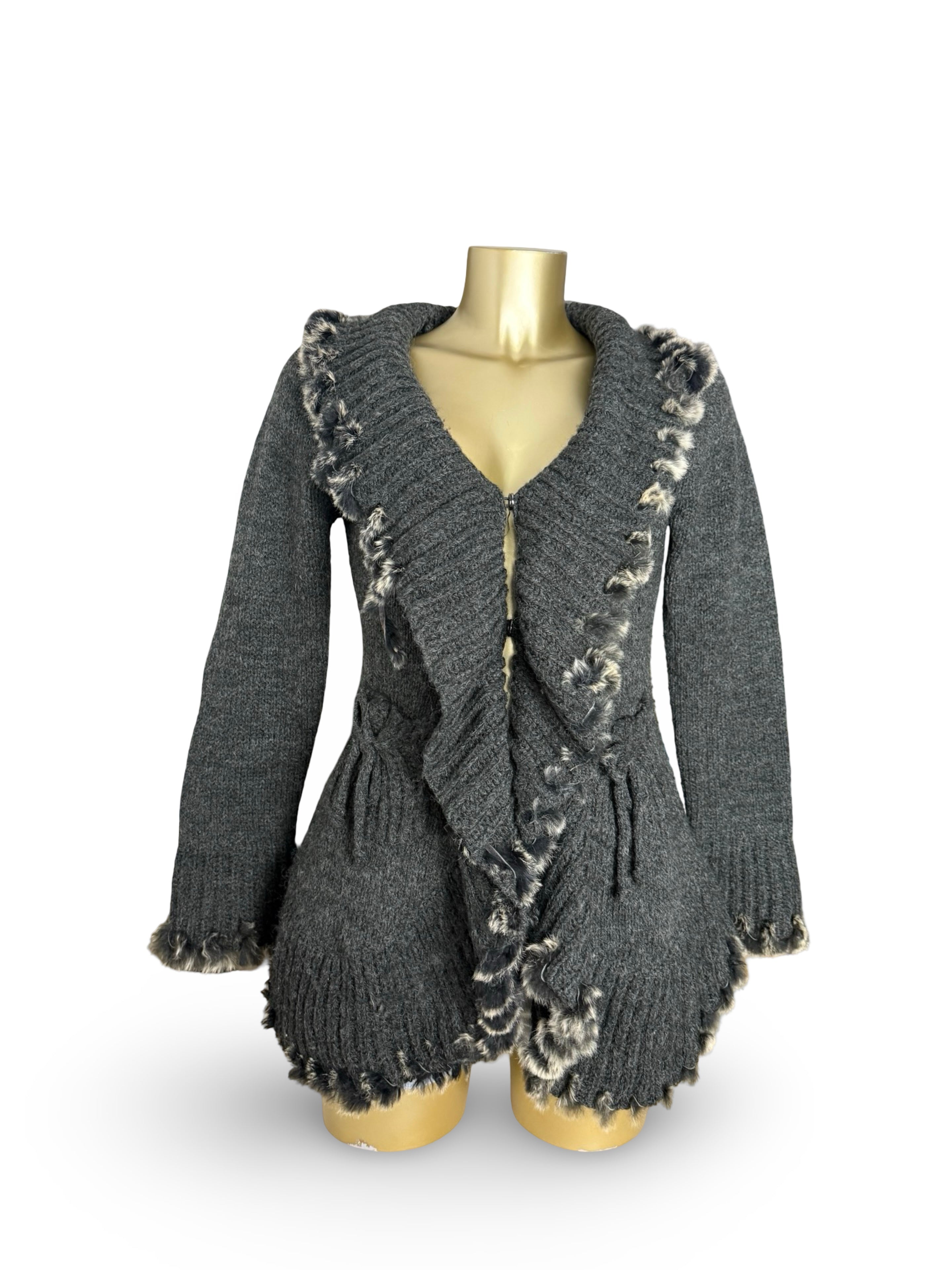 Grey wool cardigan jumper (S/M)
