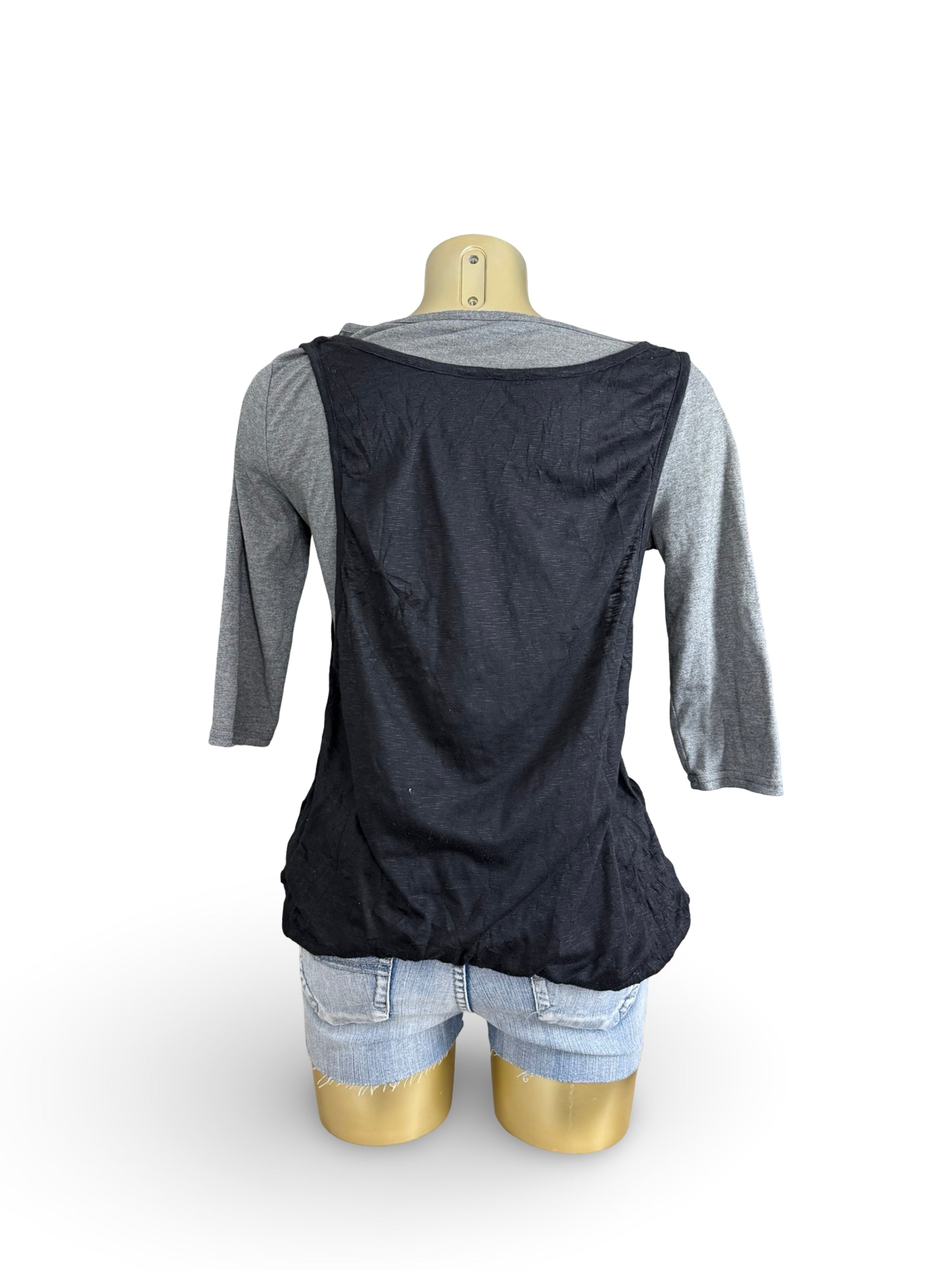Black & grey 2 in 1 long sleeves top (M/L)