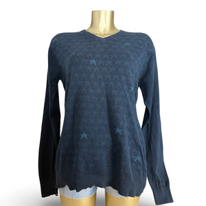 Navy stars print V neck jumper (XL)