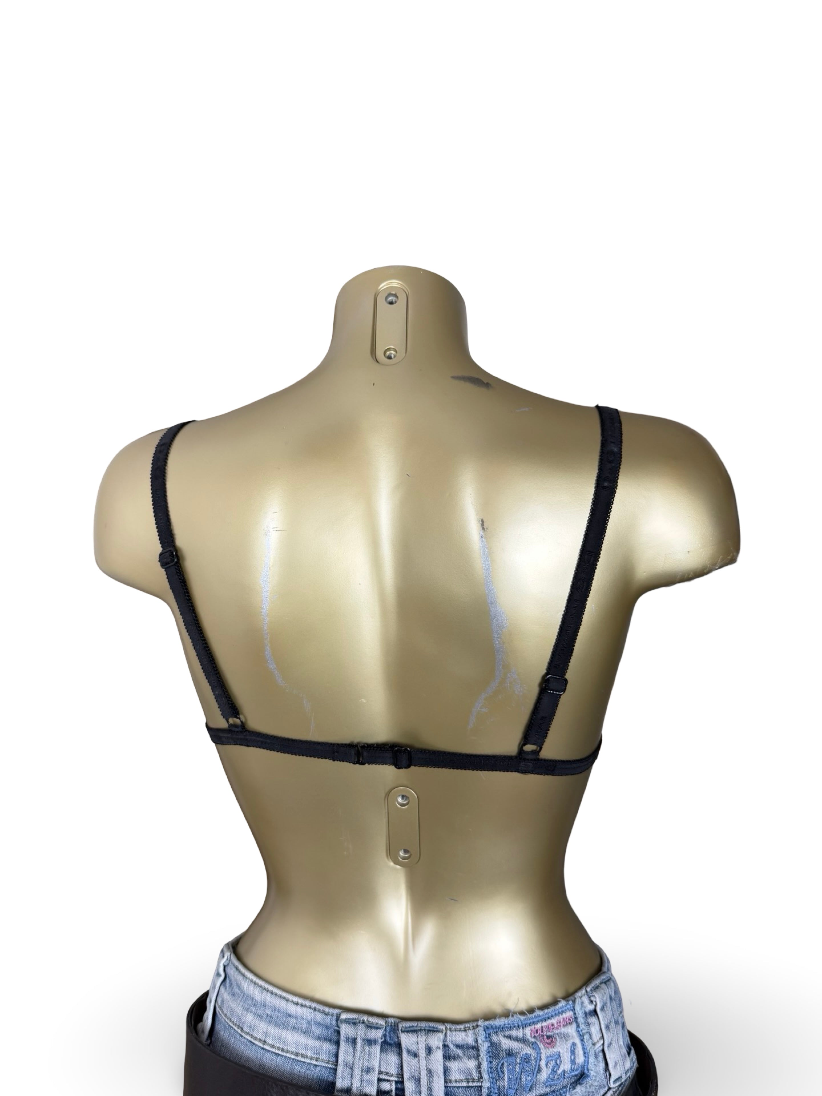 Black silky rhinestones bra (S/M)