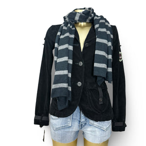 Grey striped winter scarf