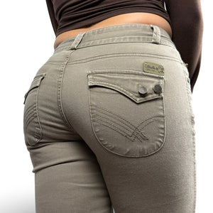 Khaki low rise flare pants (S)