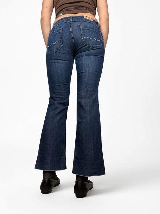 Navy low rise flare denim pants (S)