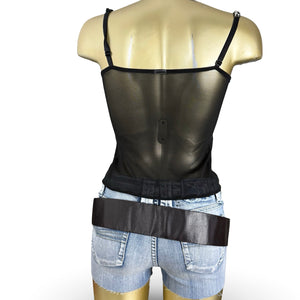 Black mesh graphic corset top (M)