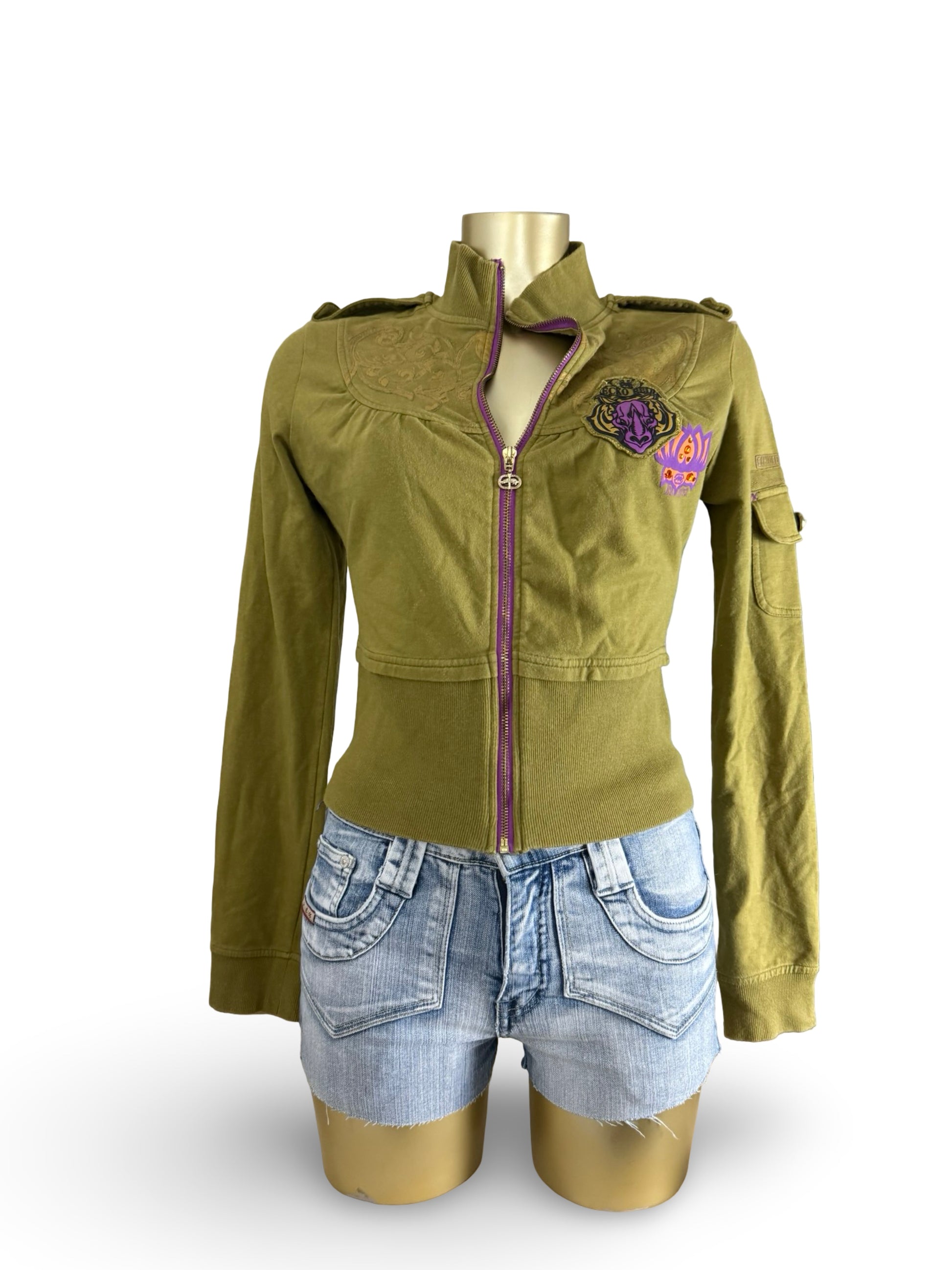 Khaki 100% cotton tight fit sweatshirt (S/M)